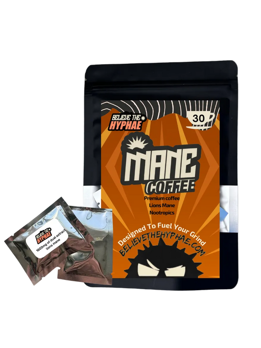 Mane Coffee package with a sample on a white background