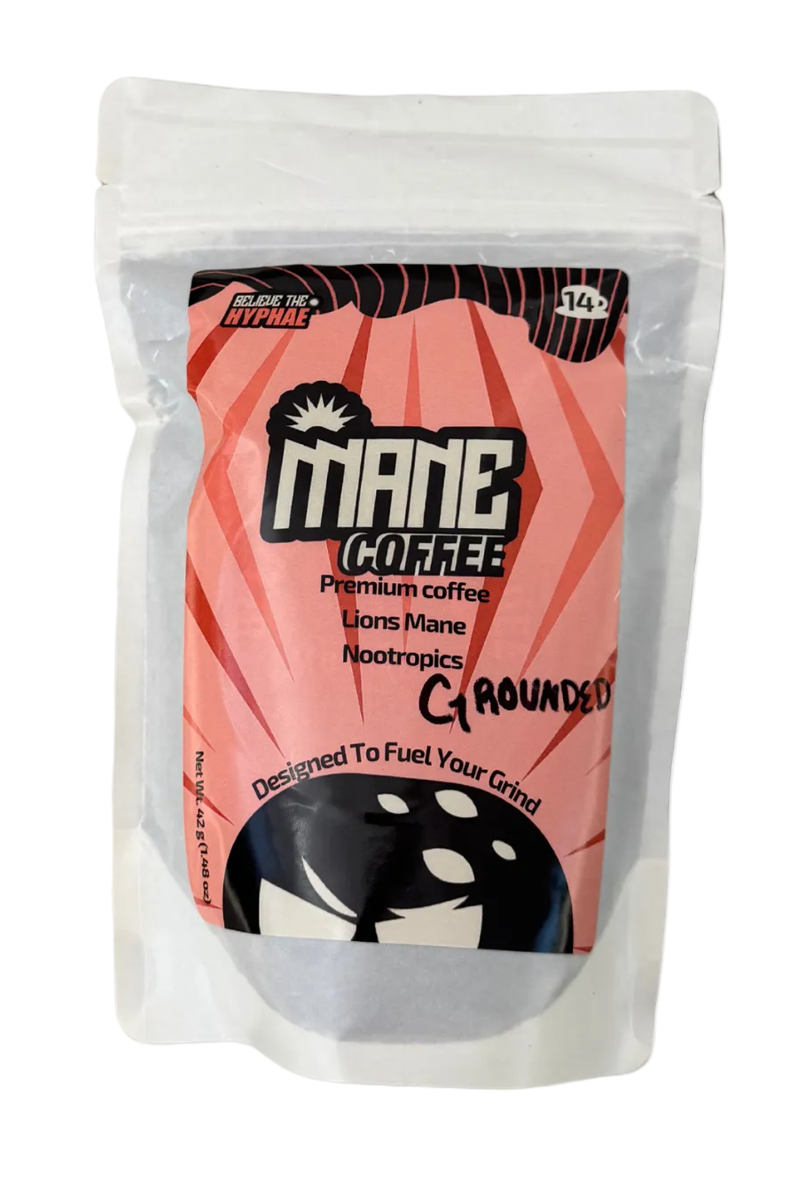 The grounded version of Believe the Hyphae Lions Mane and Adaptogen enhanced mushroom coffee. Locally made in North Texas, very effective and potent.
