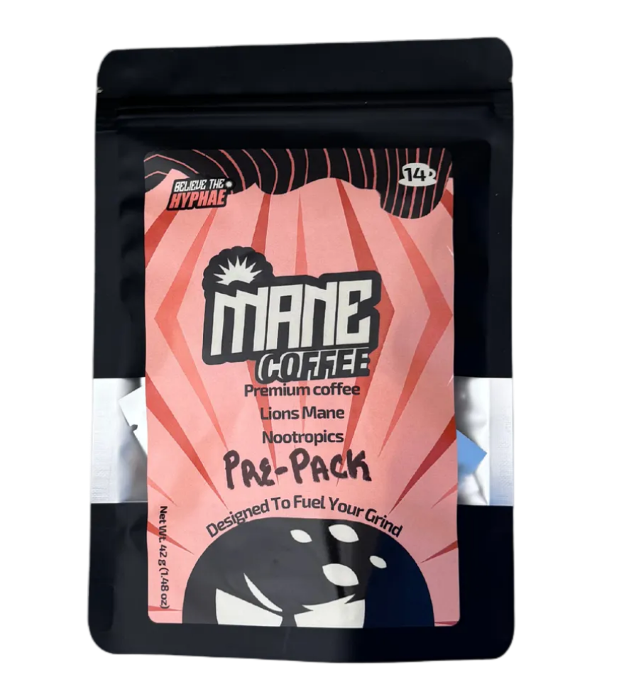 Believe The Hyphae prepacked version of their instant Lions Mane and Adaptogen Mushroom Coffee. It is made locally in North Texas, very effective.
